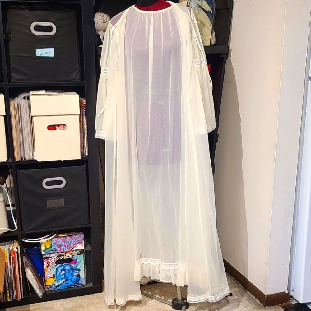Vtg. 60's Ghostly Sheer Gown & Robe Set